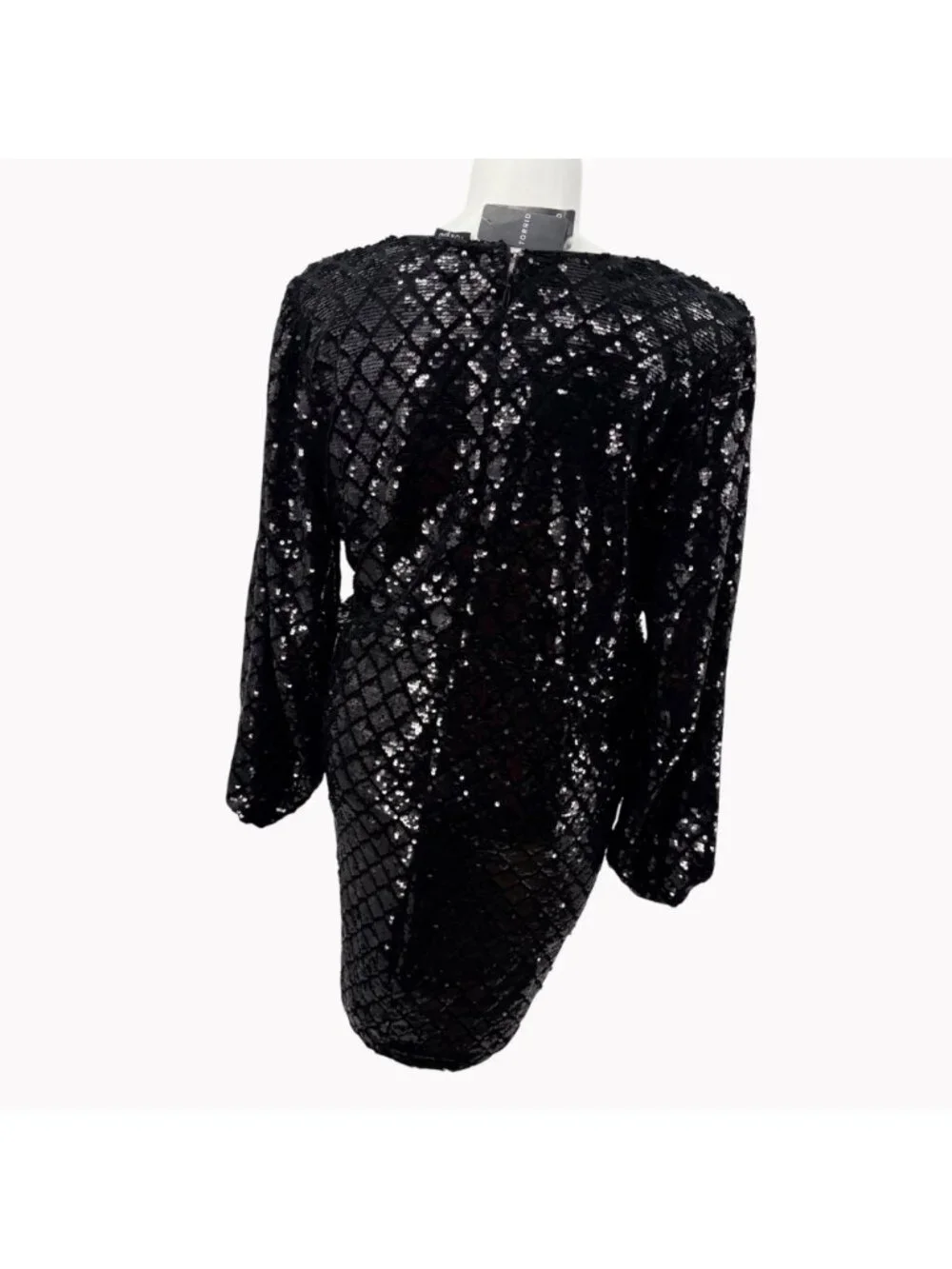 Torrid Black Sequin Surplice Mini Dress Size 22 Long Sleeve and Pockets New - Picture 4 of 12